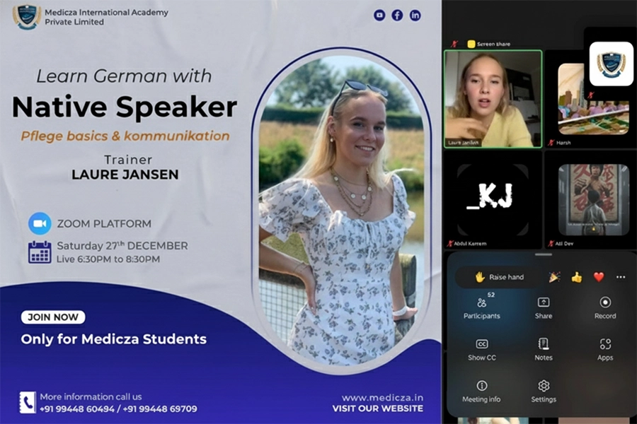 Medicza's live online German classes led by B2 and C1 certified native-speaking instructors