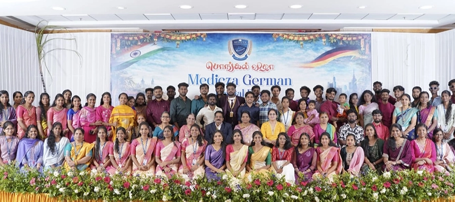 Students and staff unite at Medicza's first grand Pongal campus celebration on January 10